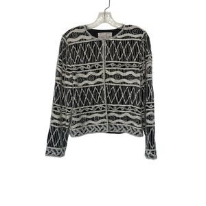 Adrianna‎ Papell Evening Black Silver Formal Beaded Dressy Silk Jacket Medium